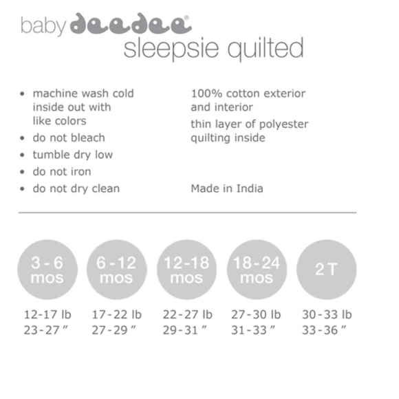 Baby Deedee Sleepsie Quilted Pajamas, lot of 2 pairs - Picture 6 of 13